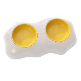 Egg-shaped Pet Bowl Drinking Water Single Bowl Double Bowl Dog Bowls Cute Pet Feeding Bowl Egg Yolk Shaped Food And Water Elevated Bowl Feeder (Type: Double bowl)